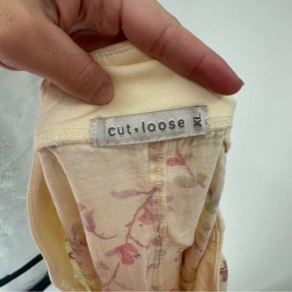 CUT LOOSE Elbow SLV Top Spring Bouquet Lemonade + Skirt XL LAGENLOOK linen boxy - Picture 3 of 5